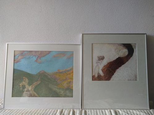 Jolanda de Wit 2 grote pastelkrijt werken naakt., Antiek en Kunst, Kunst | Tekeningen en Foto's, Ophalen of Verzenden