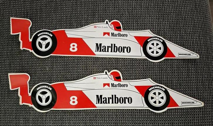2x Grote Vintage Formule 1 Marlboro Niki Lauda ~ Stickers ~, Verzamelen, Automerken, Motoren en Formule 1, Gebruikt, Formule 1