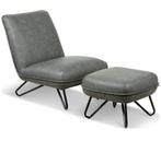 Fauteuil met hocker, Huis en Inrichting, Fauteuils, Ophalen, 75 tot 100 cm, Zo goed als nieuw, Metaal
