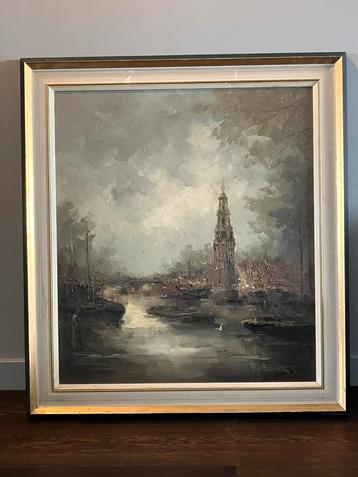 Jan Bevort (1917 - 1996) Amsterdam Montelbaanstoren olieverf beschikbaar voor biedingen