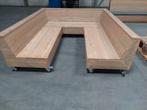 3-delige, verrijdbare steigerhouten (tuin) banken set / BSO, Ophalen of Verzenden, Zo goed als nieuw, Hout