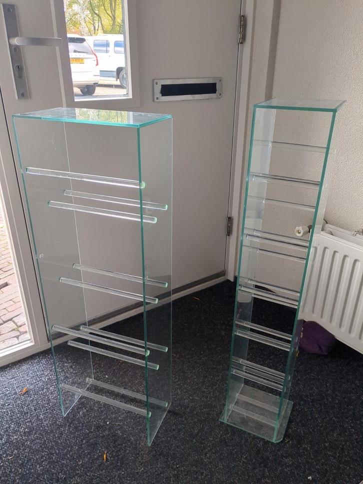 Glazen DVD Rekken - 2 Stuks, Huis en Inrichting, Woonaccessoires | Cd- en Dvd-rekken, Ophalen