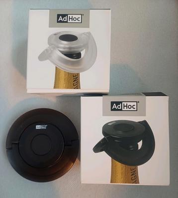 NIEUW AdHoc: champagne stopper, 2x zwart, 2x transparant  beschikbaar voor biedingen