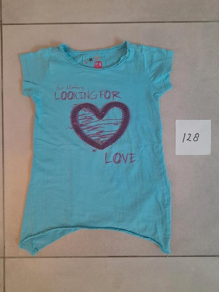 Looking for love shirt. Maat 128., Kinderen en Baby's, Kinderkleding | Maat 128, Gebruikt, Meisje, Shirt of Longsleeve, Ophalen of Verzenden