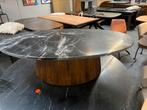 Salontafel Maxime zwart echt marmer mango poot ovaal 120x70, Ophalen, 100 tot 150 cm, Nieuw, 50 tot 100 cm