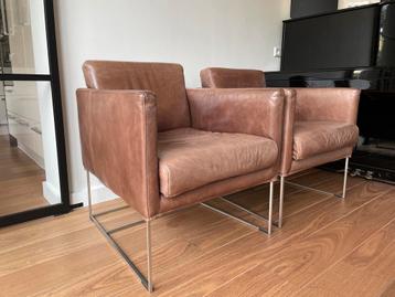 Bert Plantagie, Pallas design fauteuils 2x, leer (bruin) 