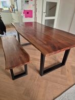 Wooden table and bench, Ophalen, Rechthoekig, 100 tot 150 cm