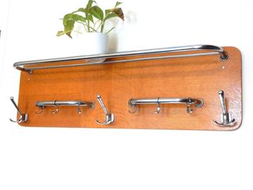 vintage kapstok jaren 60 chroom hout beschikbaar voor biedingen