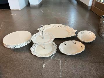 Porseleinen Taart- en Petit Four Stel - 5 Delig beschikbaar voor biedingen