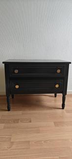 Zwarte ladekast met gouden knoppen, Huis en Inrichting, Ophalen, 5 laden of meer, Eikenhout, 50 tot 100 cm