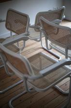 4 vintage cesca stoelen met armleuning, Huis en Inrichting, Stoelen, Ophalen, Gebruikt, Wit, Vier