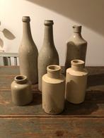 ANTIEKE FRANSE KERAMIEK STEENGOED BEIGE FLES POT, Ophalen of Verzenden