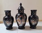 Kaststel, Zwart met Vogels en Bloemen in Mooie Kleuren, Huis en Inrichting, Woonaccessoires | Vazen, Ophalen, Zwart, Aardewerk of Porselein