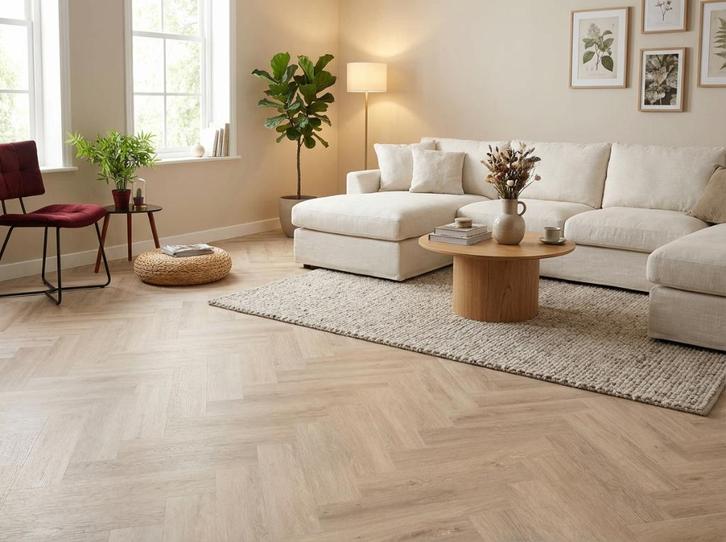 Plak PVC licht natuurlijk eiken 60,12 m², Huis en Inrichting, Stoffering | Vloerbedekking, Nieuw, Overige typen, 50 tot 75 m²