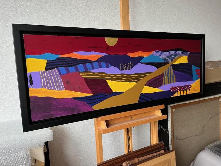 Ronald Boonacker, ingelijste zeefdruk Route du Soleil II, Antiek en Kunst, Kunst | Litho's en Zeefdrukken, Ophalen