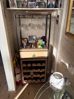 Moderne drankenkast staal met licht hout, Gebruikt, 5 tot 15 flessen, Ophalen of Verzenden, 75 cm of meer
