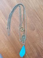 Ketting 3 lagen, blauw en metaal, Sieraden, Tassen en Uiterlijk, Blauw, Nieuw, Ophalen of Verzenden, Overige materialen