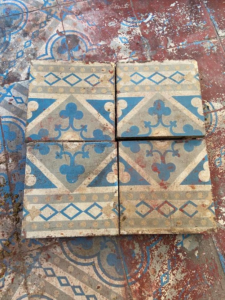 Antieke cementtegels, Doe-het-zelf en Verbouw, Tegels, Gebruikt, Vloertegels, Overige materialen, Minder dan 20 cm, 10 m² of meer