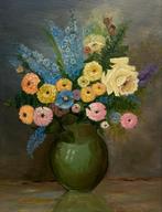 Bloemen stilleven met lente bloemen - A. Sanders (1947-), Antiek en Kunst, Ophalen of Verzenden