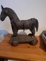 Vintage metalen paard op wieltjes, Ophalen of Verzenden, Gebruikt