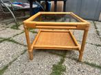 Rieten glazen salontafel, Ophalen, 100 tot 150 cm, 50 tot 100 cm, Zo goed als nieuw