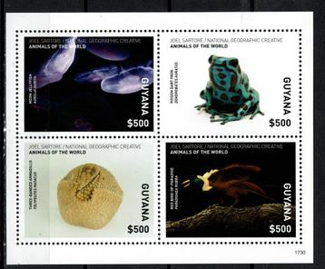 guyana 2017 pf blok wildlife kikkers vogels zeeleven beschikbaar voor biedingen