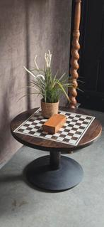 Dambord ronde tafel damtafel salontafel gietijzer, Antiek en Kunst, Ophalen