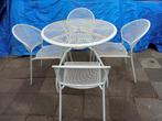 ALUMINIUM METAAL TUINSET ROND WIT, Tuin en Terras, Tuinsets en Loungesets, Tuinset, Eettafel, Gebruikt, Ophalen