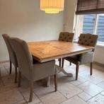 Vierkante eettafel met 4 eetstoelen., Huis en Inrichting, Tafels | Eettafels, Ophalen, Gebruikt, Vierkant, Hout / wit / modern / landelijk
