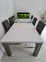 Eettafel hoogglans wit met/zonder 6 eetstoelen, 4 tot 6 stoelen, Zo goed als nieuw, Ophalen