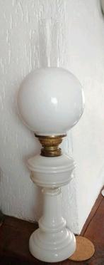 Antieke olielamp met glazen kap, Gebruikt, Glas, Minder dan 100 cm, Antiek