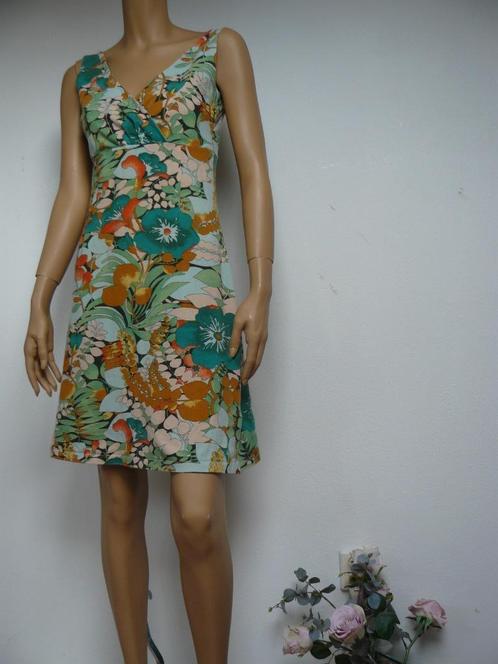 KING LOUIE jurk maat S tropische print groen roze, Kleding | Dames, Jurken, Zo goed als nieuw, Maat 36 (S), Groen, Boven de knie