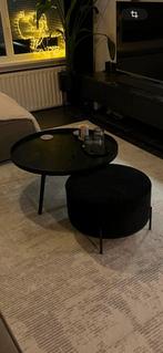 Mooie Salontafel en poef, Huis en Inrichting, Tafels | Salontafels, Ophalen, Gebruikt, Rond, 50 tot 100 cm