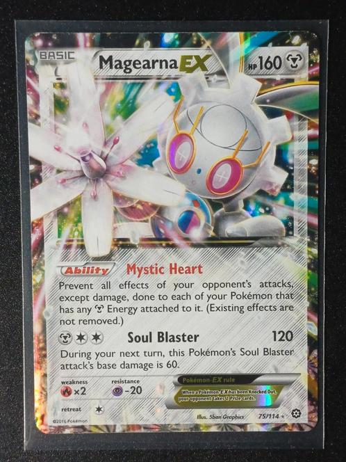 Magearna EX - Steam Siege 75/114, Hobby en Vrije tijd, Verzamelkaartspellen | Pokémon, Zo goed als nieuw, Losse kaart, Foil, Ophalen of Verzenden