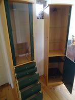vitrinekastje vitrine wand meubel beuken groen verlichting, Ophalen, 150 tot 200 cm, 25 tot 50 cm, Met deur(en)