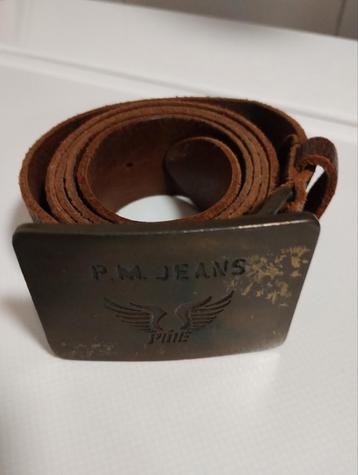 Vintage PME Legend leren riem met massief koperen buckle beschikbaar voor biedingen
