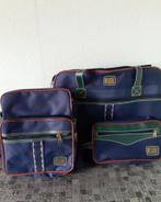 3 delig kofferset in blauw canvas, in prima staat, Ophalen of Verzenden, Gebruikt, Hard kunststof