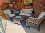 Retro nostalgisch rotan  loungeset , donker bruin, Tuin en Terras, Tuinsets en Loungesets, Ophalen, 4 zitplaatsen, Rotan, Loungeset