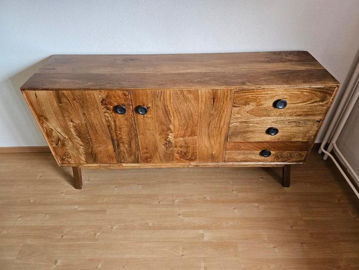 Houten Dressoir - Knibbeler Wonen - Mango Olie Bruin, Huis en Inrichting, Kasten | Dressoirs, Zo goed als nieuw, 150 tot 200 cm