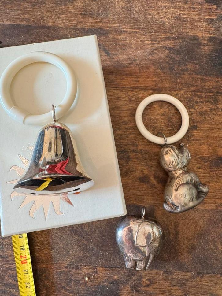 3 vintage zilveren / verzilverde rammelaars / bijtring, Antiek en Kunst, Curiosa en Brocante, Ophalen of Verzenden