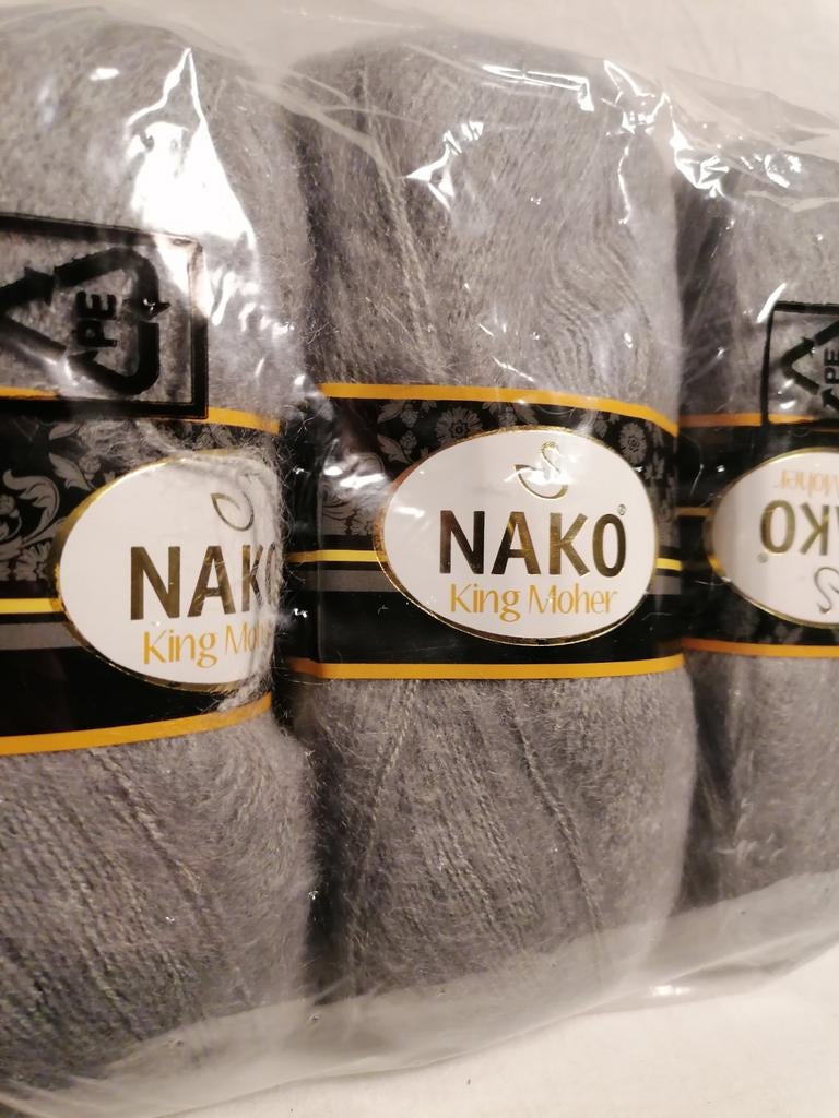 Nako King Mohair garen - 5 bollen antraciet, Ophalen of Verzenden, Nieuw, Breien of Haken, Wol of Garen
