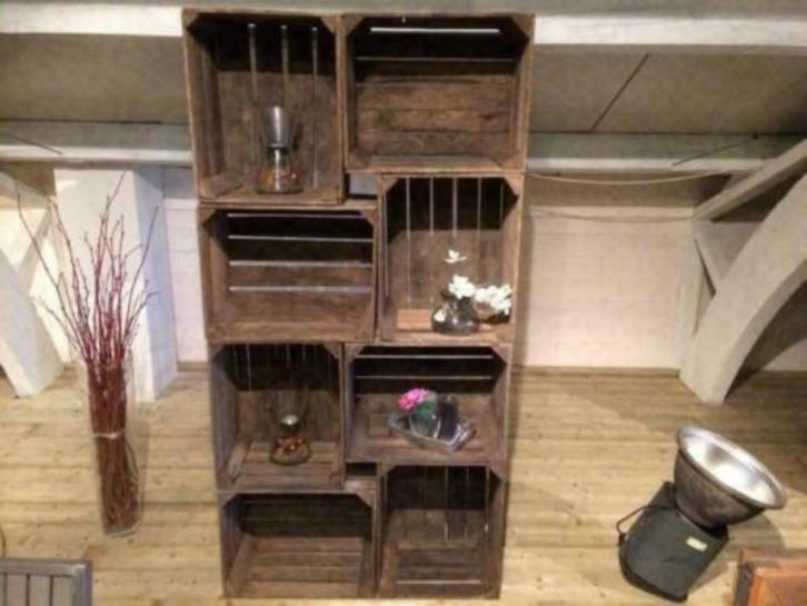 8 delige kast van gebruikte fruitkisten / veilingkisten, Antiek en Kunst, Antiek | Meubels | Kasten, Ophalen of Verzenden