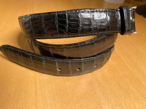 Zwarte Italiaanse riem krokodil 115 cm exclusief, Kleding | Heren, Riemen en Ceinturen, Gedragen, 115 cm of meer, Zwart, Verzenden
