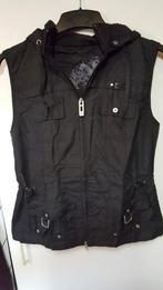 CECILZWARTE KATOENEN BODYWARMER MET CAPUCHON KAN ERAF MAAT S, Kleding | Dames, Bodywarmers, Zwart, Nieuw, Ophalen of Verzenden