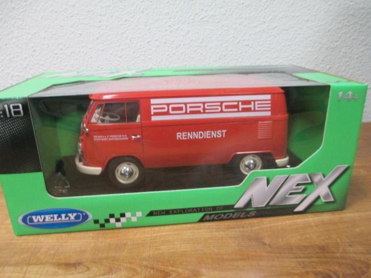 Vw Bus 1/18 Porsche Service Welly, Hobby en Vrije tijd, Modelauto's | 1:18, Nieuw, Auto, Welly, Ophalen of Verzenden