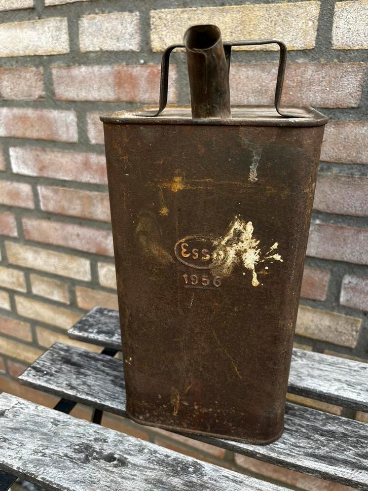 Esso olieblik uit 1956. Vintage oud Esso olieblik (leeg), Verzamelen, Blikken, Gebruikt, Overige, Ophalen of Verzenden