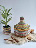 Afrikaans Opbergmandje multicolor - Handgemaakt & Fairtrade, Huis en Inrichting, Ophalen of Verzenden, Nieuw, Rond, Mand