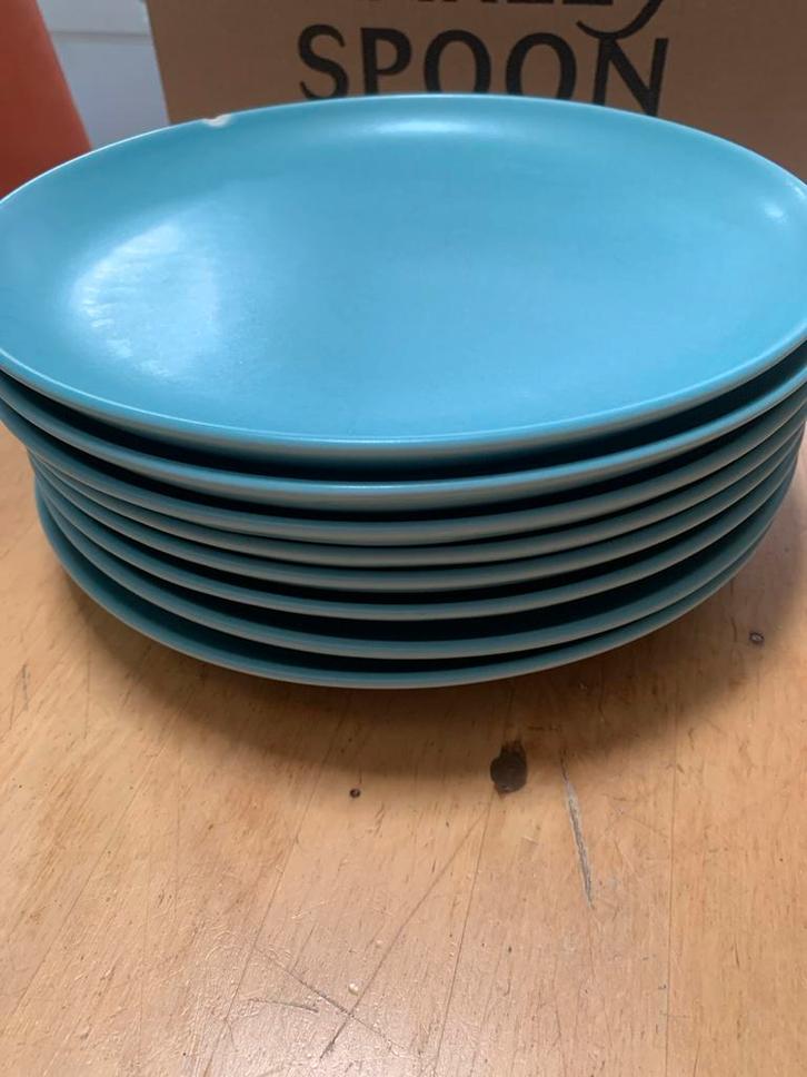 Hoganas Keramiek Dinerborden - Lichtblauw - 6 stuks, Huis en Inrichting, Keuken | Servies, Gebruikt, Bord(en), Effen, Keramiek