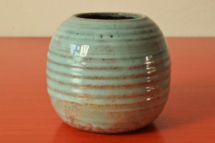 Retro vintage jaren 50 vaas / bolvaas met draairingen, Antiek en Kunst, Antiek | Vazen, Ophalen of Verzenden