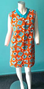 Vintage originele jaren 70 schortjurk oranje/blauw maat 40, Kleding | Dames, Jurken, Maat 38/40 (M), Verzenden, Oranje, Vintage